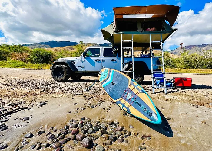 Embark On A Journey Through Maui With Aloha Glamp\'S Jeep And Rooftop Tent Allows You To Discover Diverse Campgrounds, Unveiling The Island\'S Beauty From Unique Perspectives Each Day