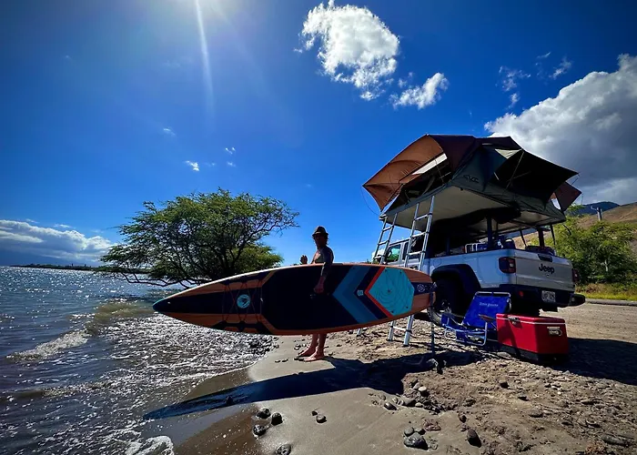 Embark On A Journey Through Maui With Aloha Glamp\'S Jeep And Rooftop Tent Allows You To Discover Diverse Campgrounds, Unveiling The Island\'S Beauty From Unique Perspectives Each Day