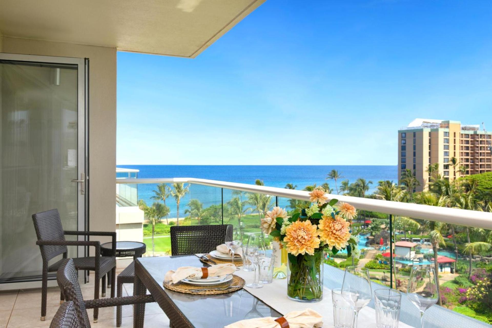 Kbm Free Car Honua Kai Hokulani Ocean View 2bedroom Hkh-648 Spectacular Xl Lanai Ocean Views Apartment Kaanapali